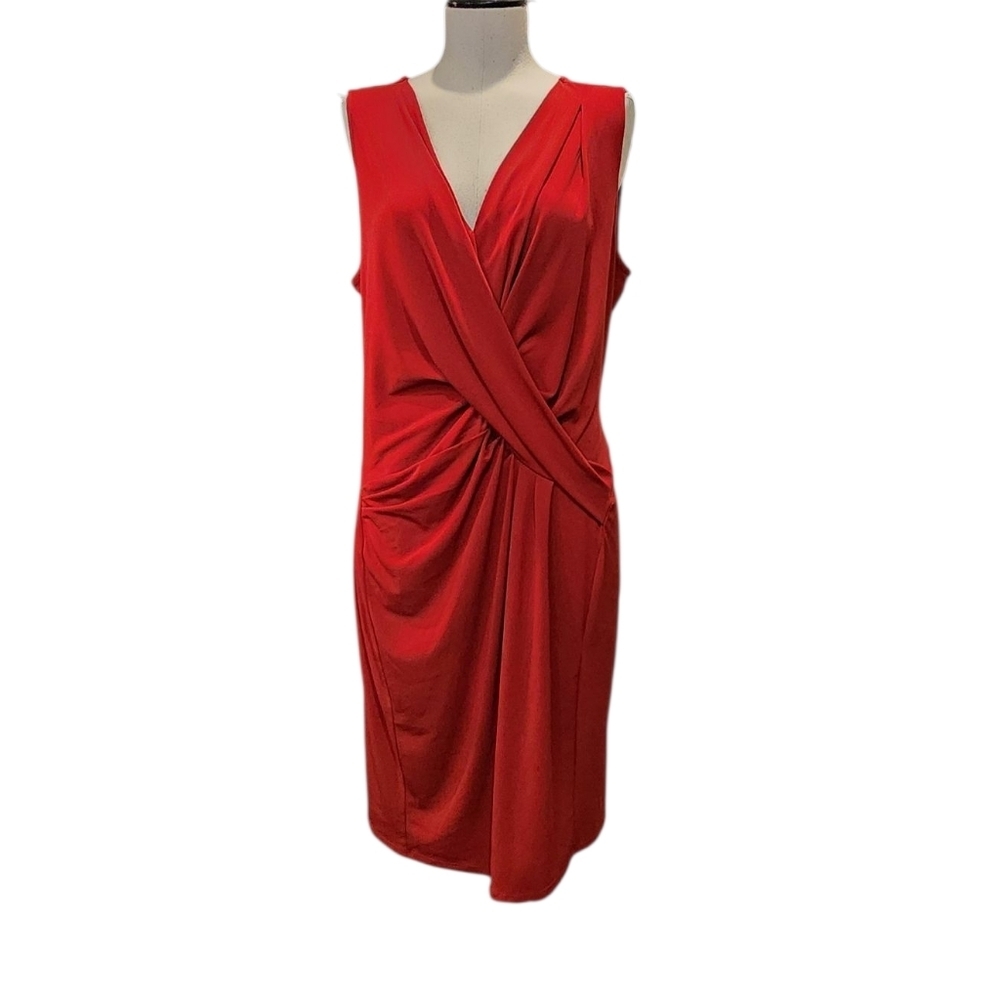 Simply Vera Vera Wang Red Ruched Criss/Cross Cocktail Dress